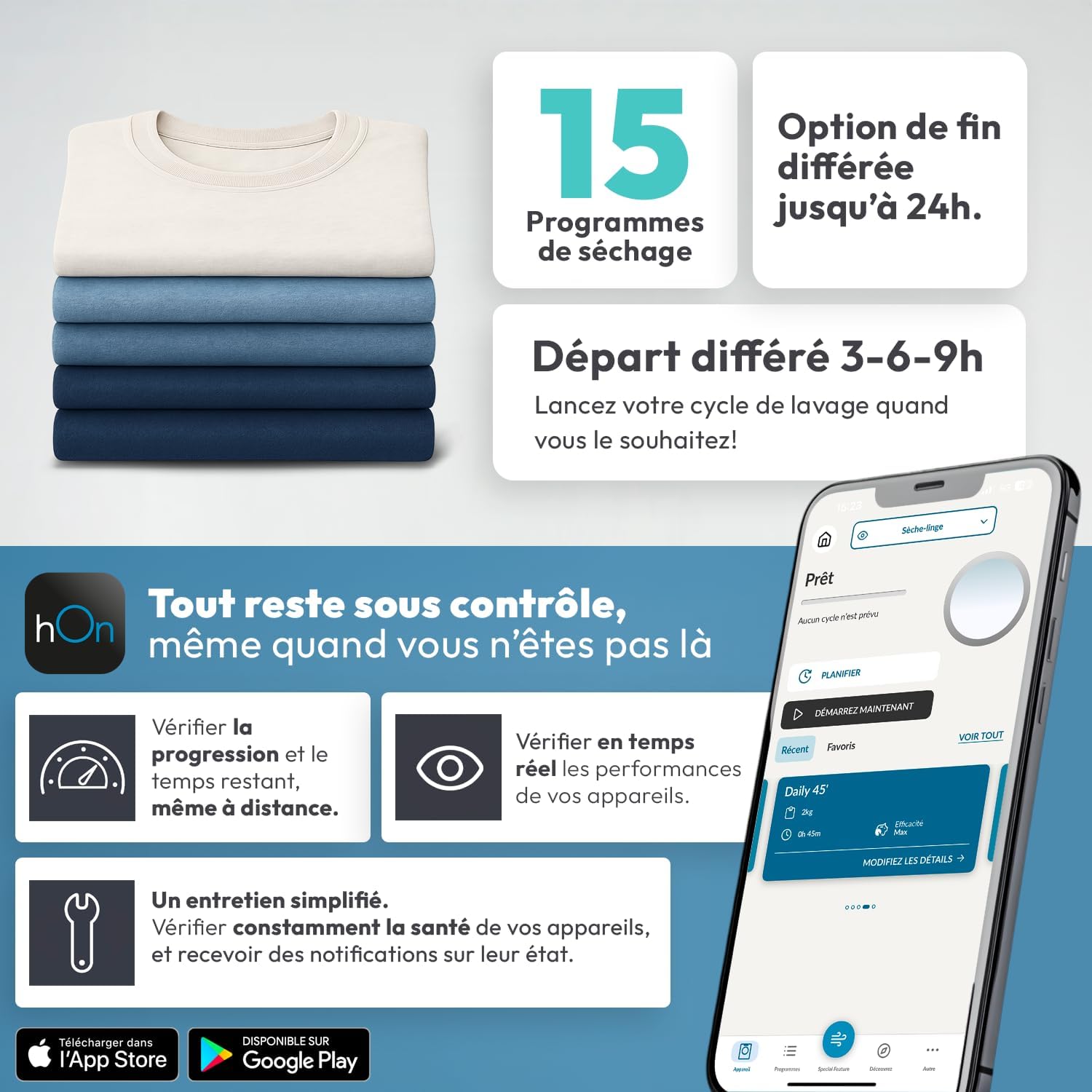 Candy - sèche-linge pompe à chaleur 8kg, NFC, départ différé, 85x59,6x58,5cm - CSE H8A1LE-S