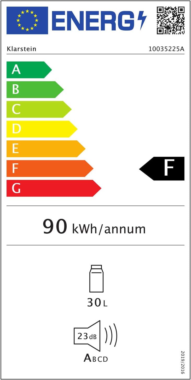Klarstein - Mini Frigo 32L, silencieux, étagères réglables, 12-18°C