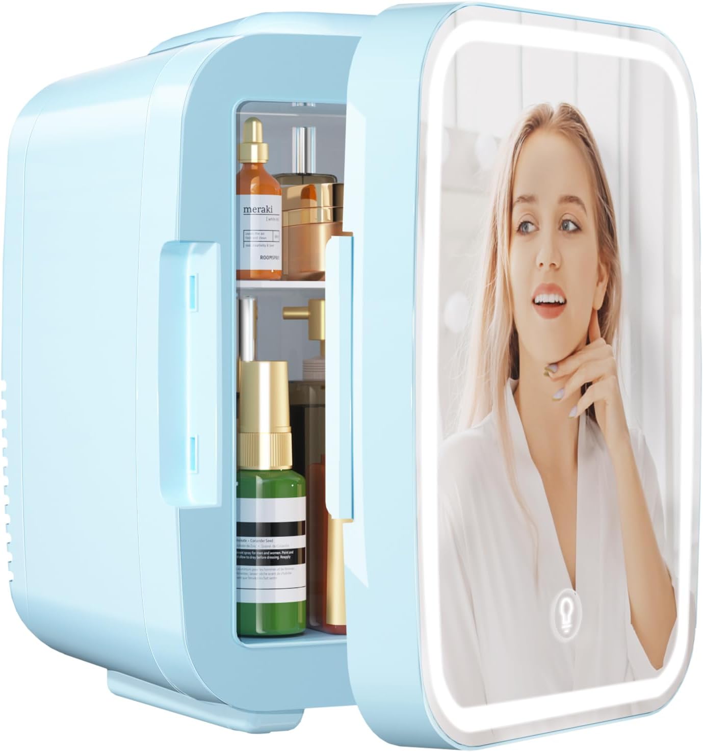 YASHE - Mini Frigo 4L - miroir LED, portable, chauffe et refroidit