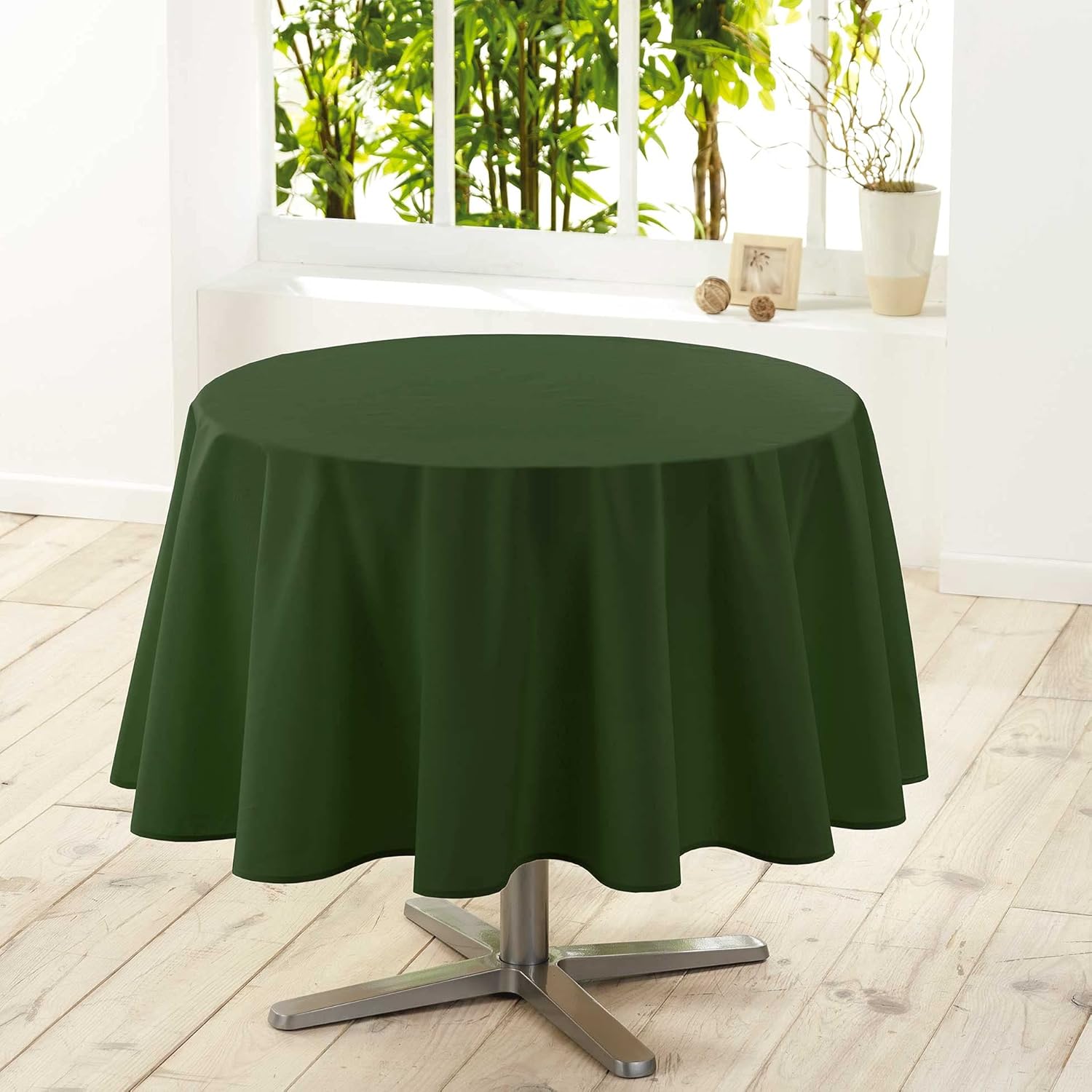 Nappe ronde - polyester uni kaki - 180 cm - essentielle et durable