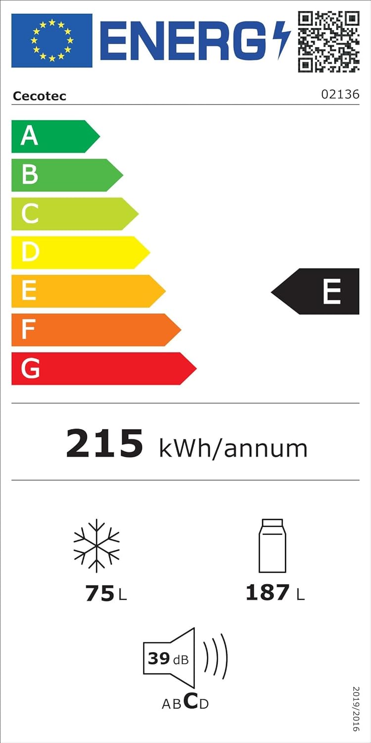 Cecotec - Bolero CoolMarket Combi - 176x54cm - 262L LED Classe E