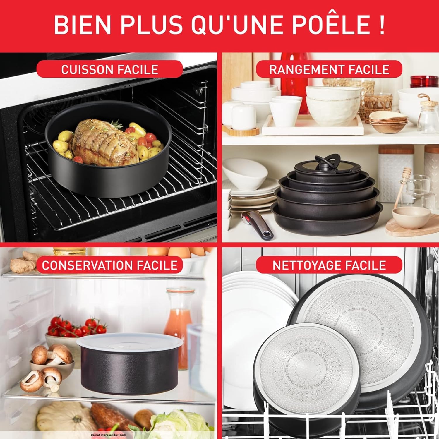 Tefal - Ingenio Eco Resist - batterie 11p induction, empilable, L7679002