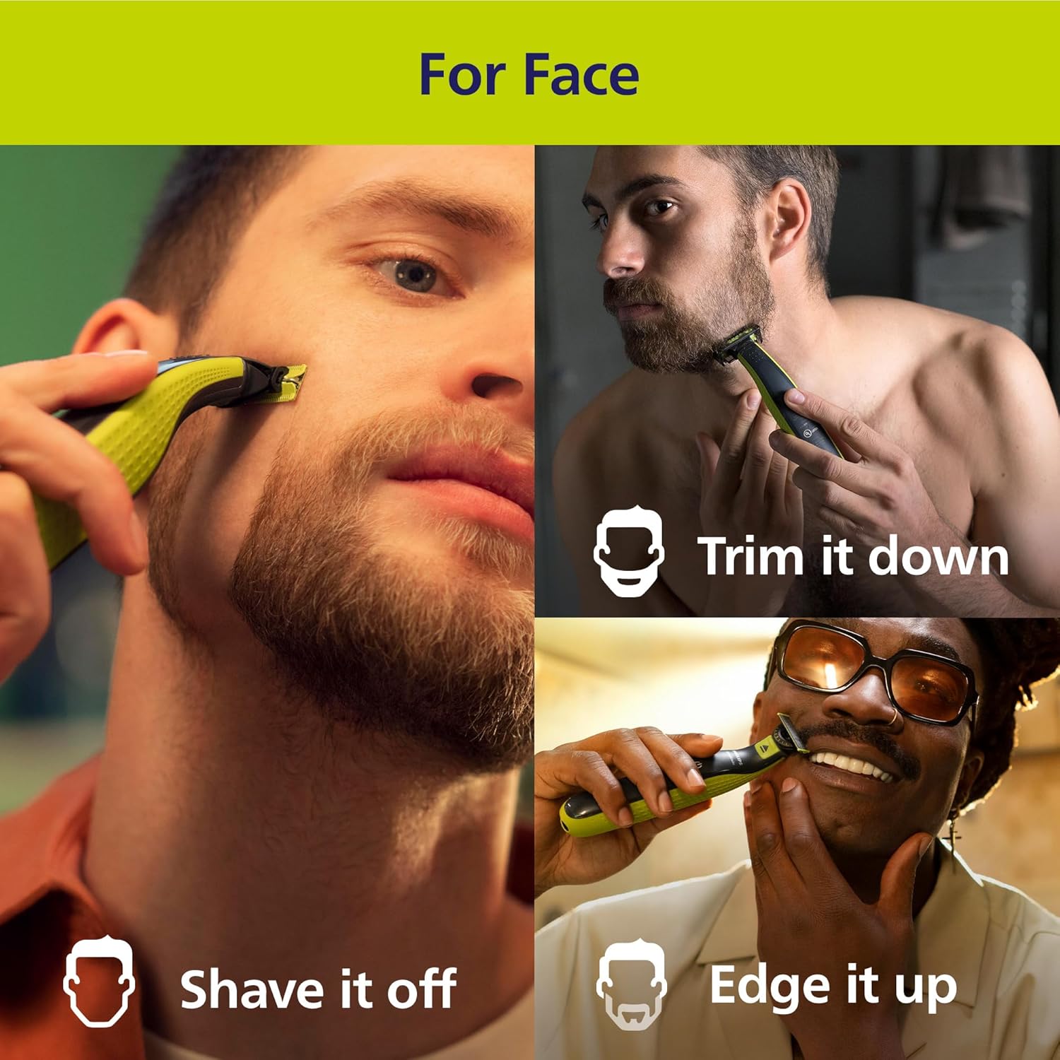 Philips - OneBlade 360 - tondeuse visage et corps, 3 lames, peignes 1/3/5 mm, étanche, QP2824/31