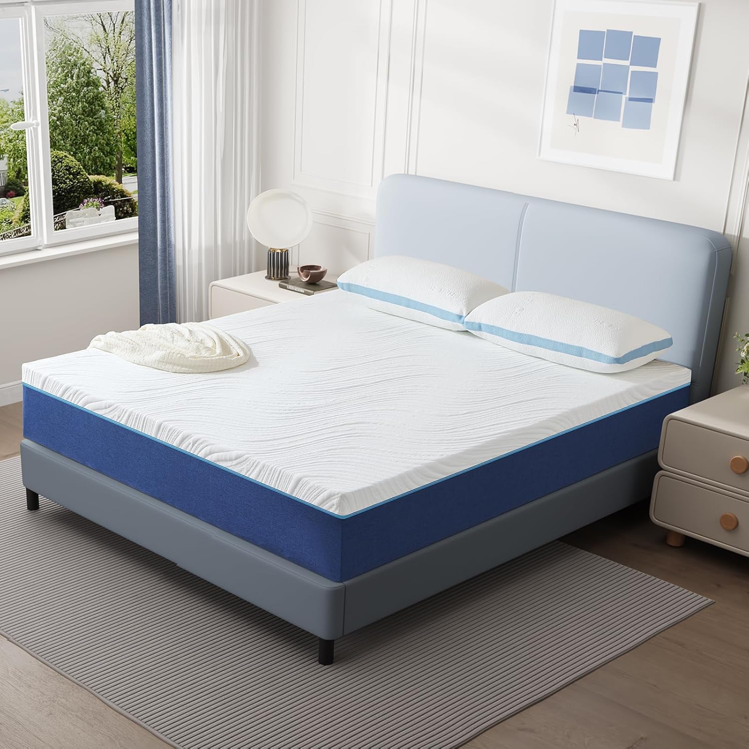 Matelas mousse mémoire de forme, 160x200 cm, 7 zones, 20 cm, réversible