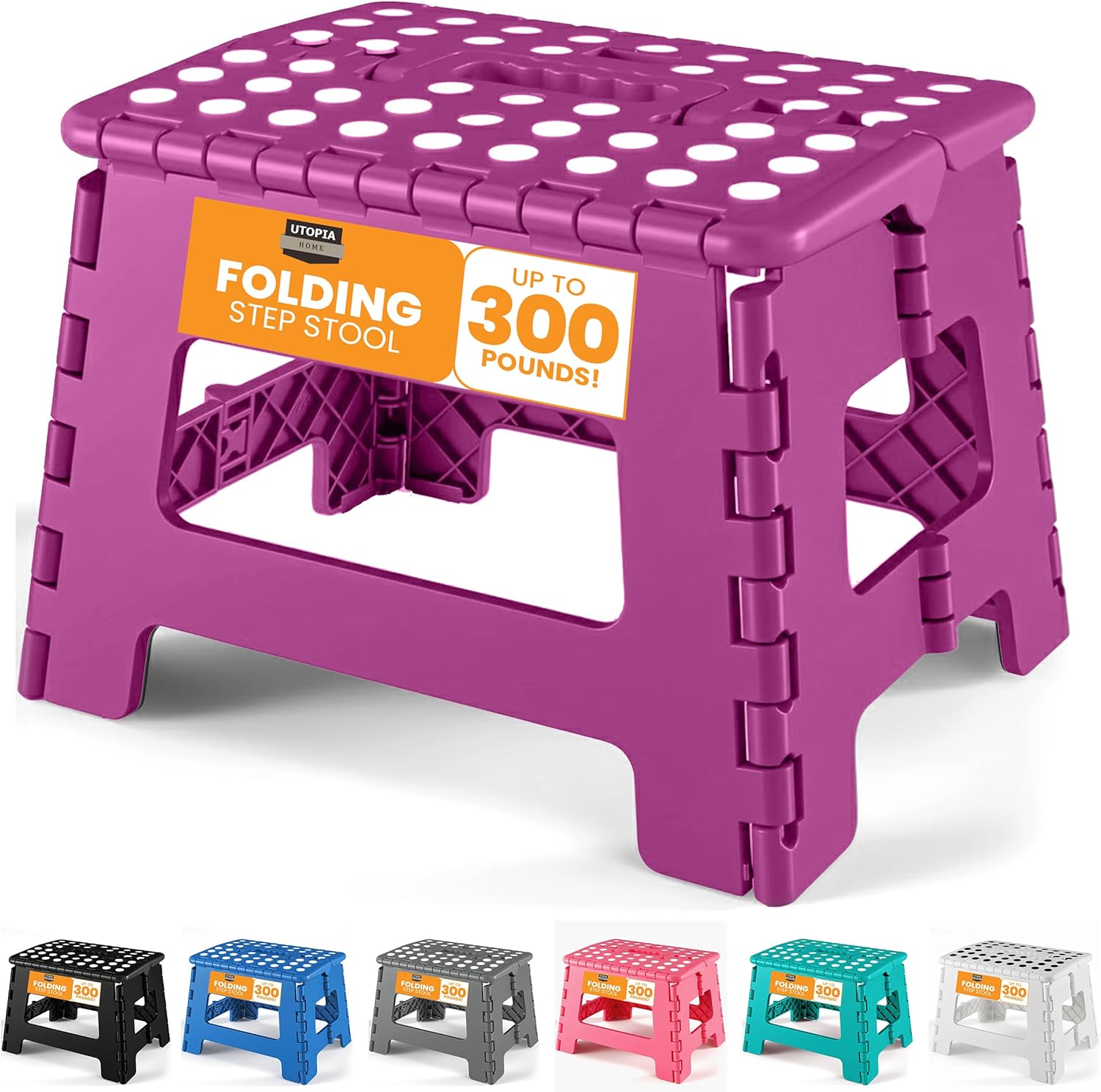 Utopia Home - Tabouret pliant série 23 cm - antidérapant, portable, charge 272 kg