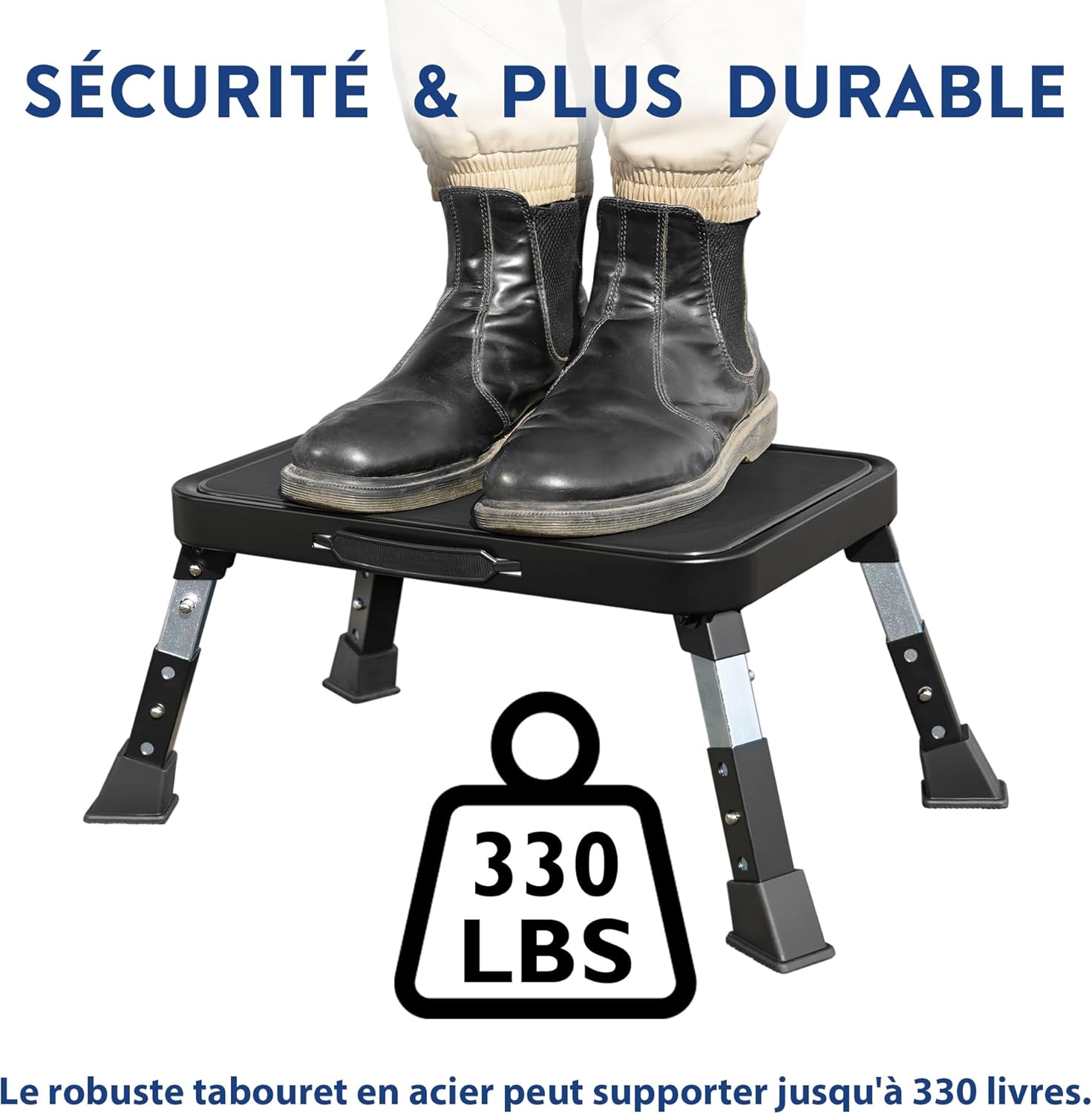 BONTEC - Marchepied 3 marches, 150kg, antidérapant, pliable, compact