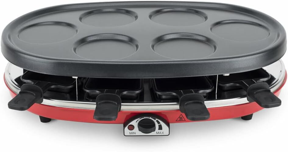 H.Koenig - appareil à raclette 4en1, 8 personnes, pierre naturelle, température réglable, RP418