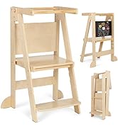 Tour d'apprentissage Kidinix - En bois - Pliable - Peu encombrant - À partir de 1 an - Hauteur réglable - Pour enfants