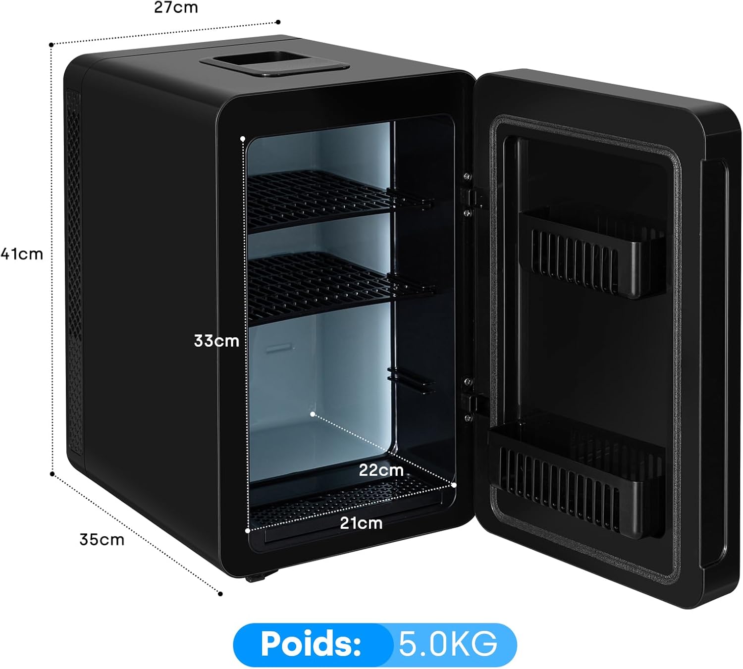 Enventor - Mini frigo 15L - 28x33x22cm - silence, double usage