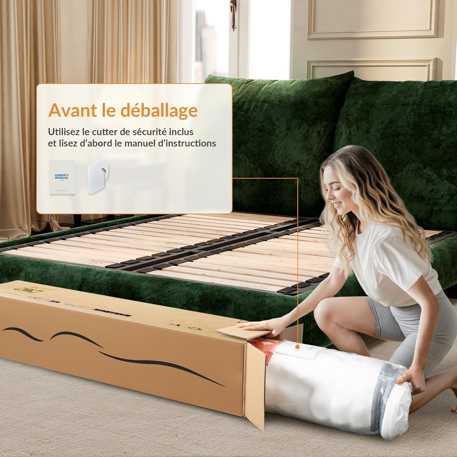 TXO - Matelas hybride 7 zones 140x200cm, ressorts Oeko-Tex, TXO