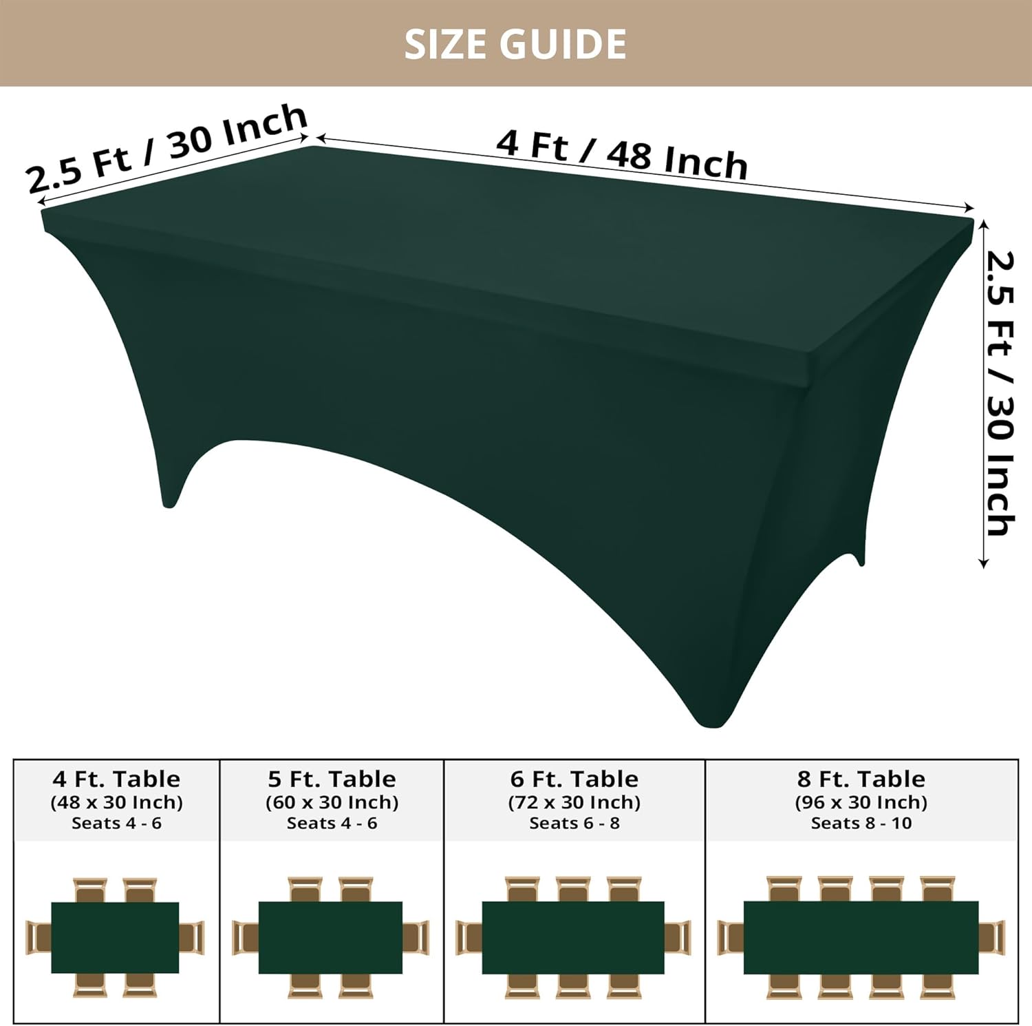 Utopia Kitchen - nappe extensible - 122 cm - polyester spandex lavable, lot de 2, vert chasseur