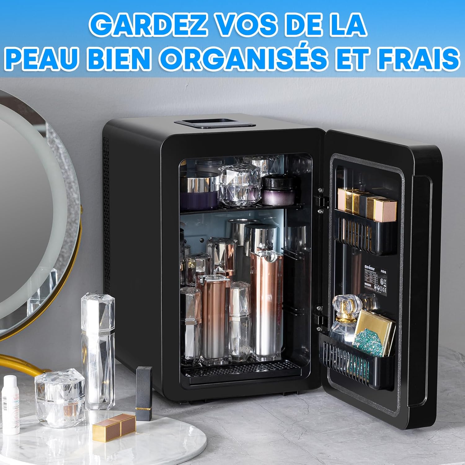 Enventor - Mini frigo 15L - 28x33x22cm - silence, double usage