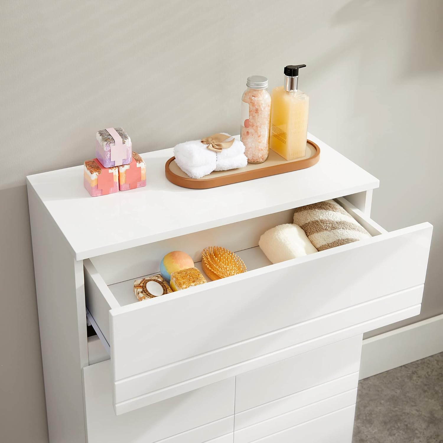 VASAGLE - meuble salle de bain, 60x30x80 cm, tiroir, portes, BBK140W01