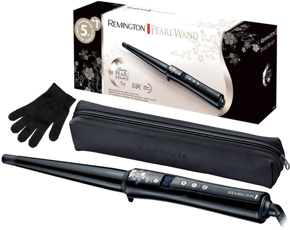 Remington - Fer à boucler conique 13-25mm - céramique perle, écran LCD, 130-210°C, gant - CI951