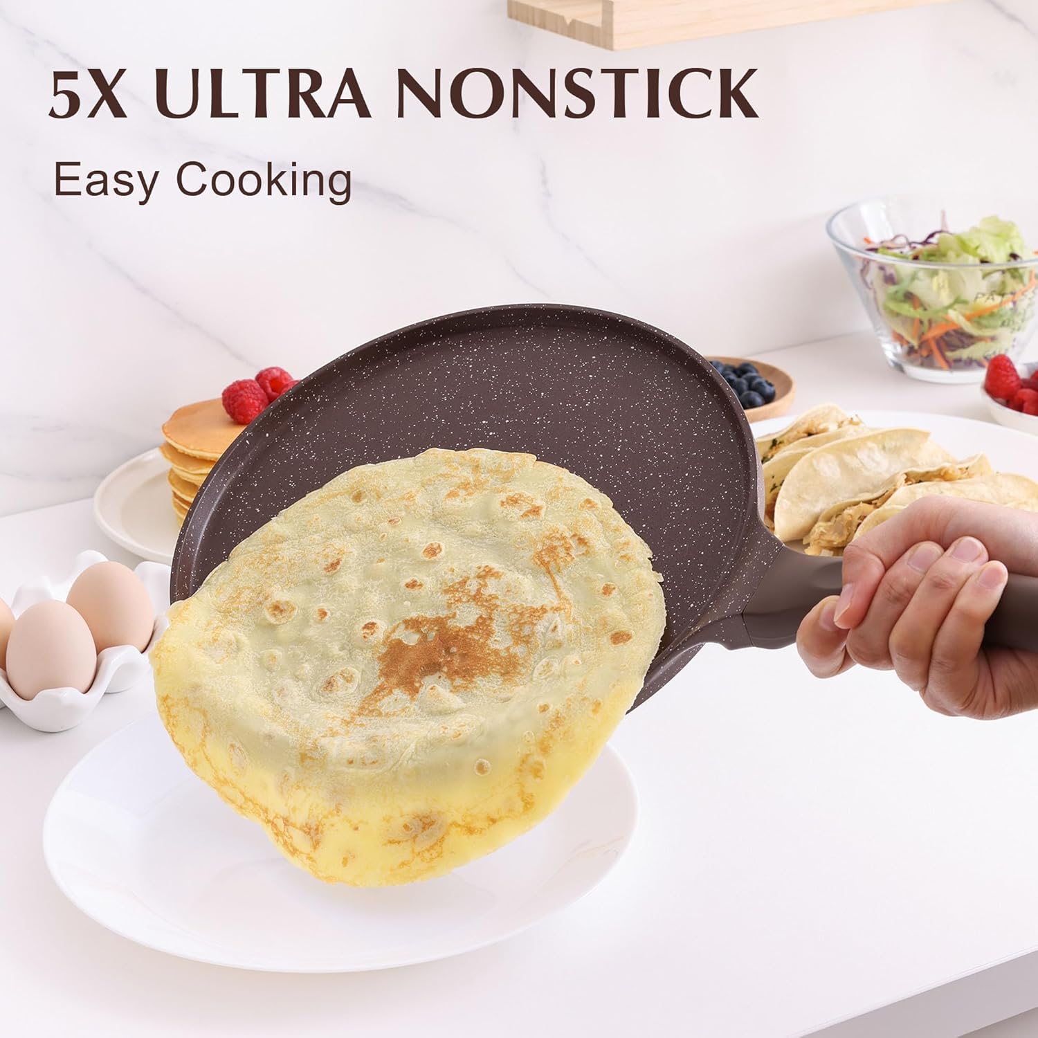 SENSARTE – Poêle à Crêpes 26 cm – Revêtement Granit, induction