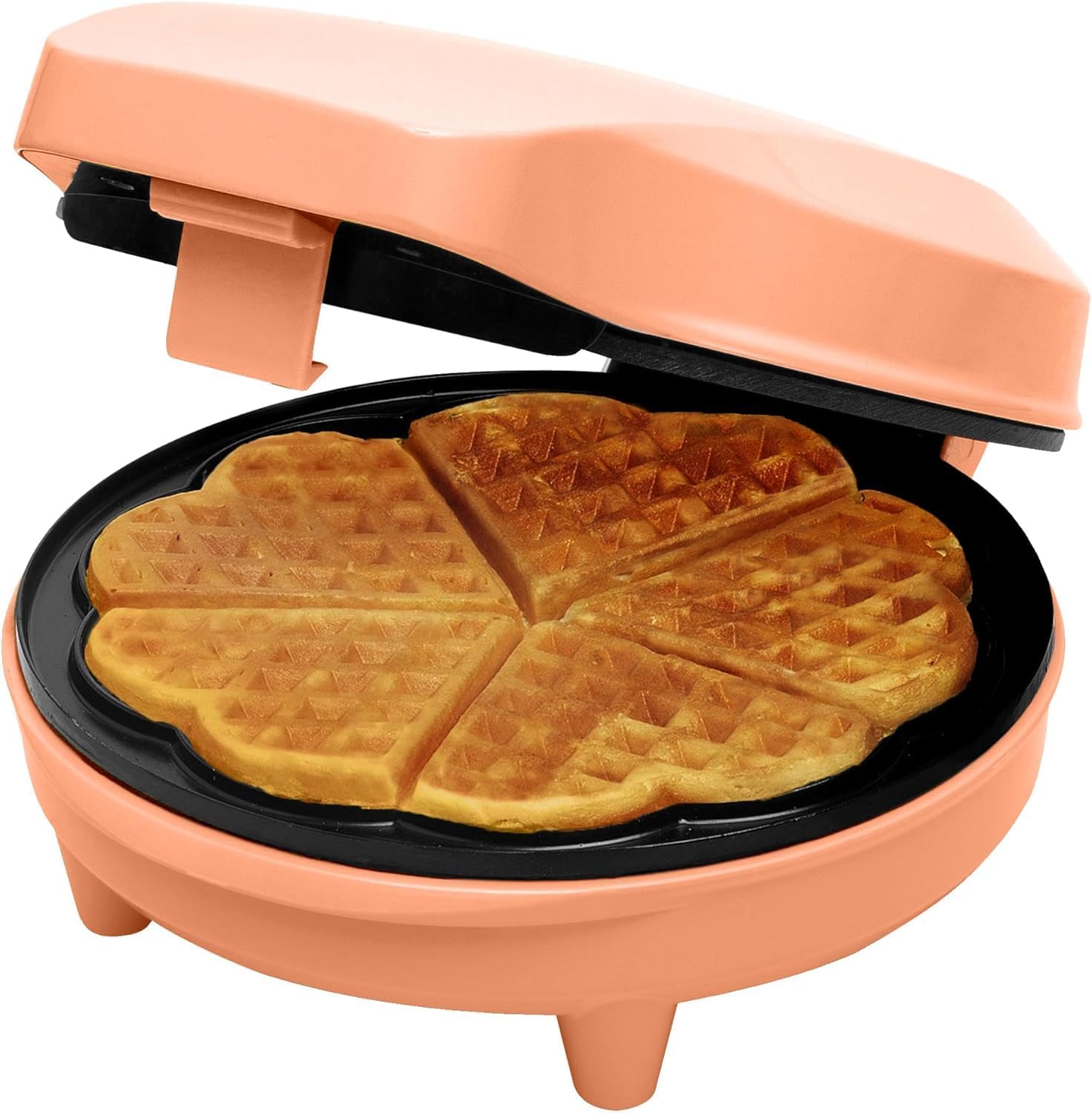 Bestron - Gaufrier rétro cœur, antiadhésif, 700W, orange
