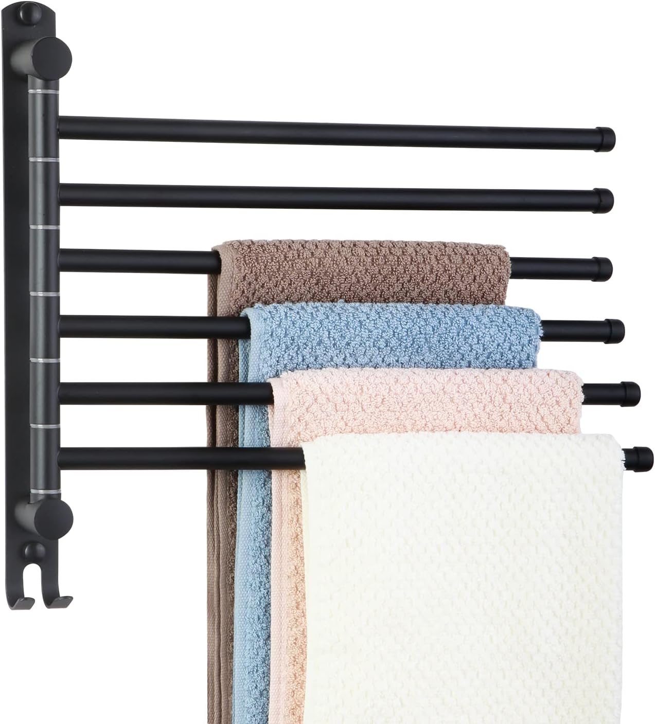 JSVER - porte-serviette 6 barres rotatives inox 180° - mural - Sèche-serviettes noir - SUS304