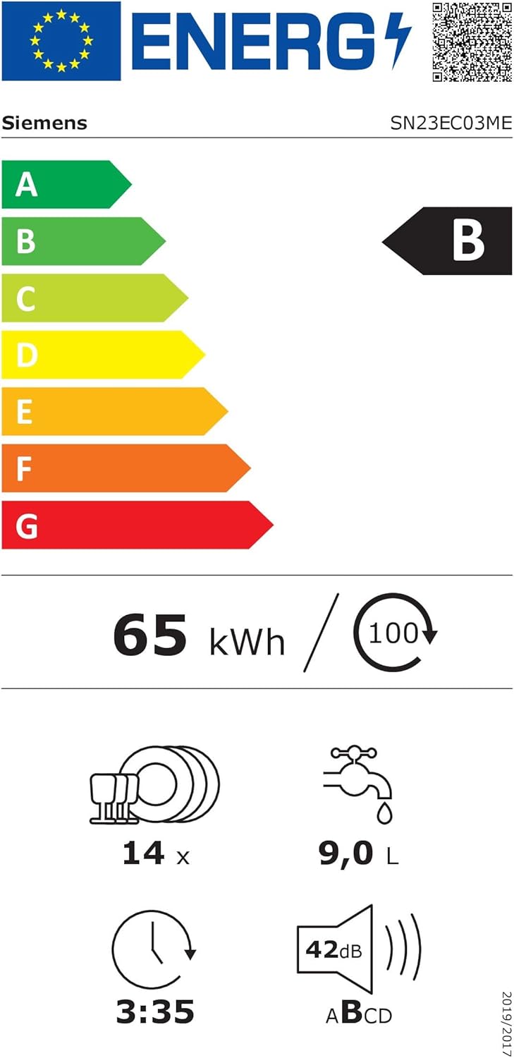 Siemens - SN23EC03ME iQ300 - lave-vaisselle 60cm - varioSpeed Plus, Black Steel