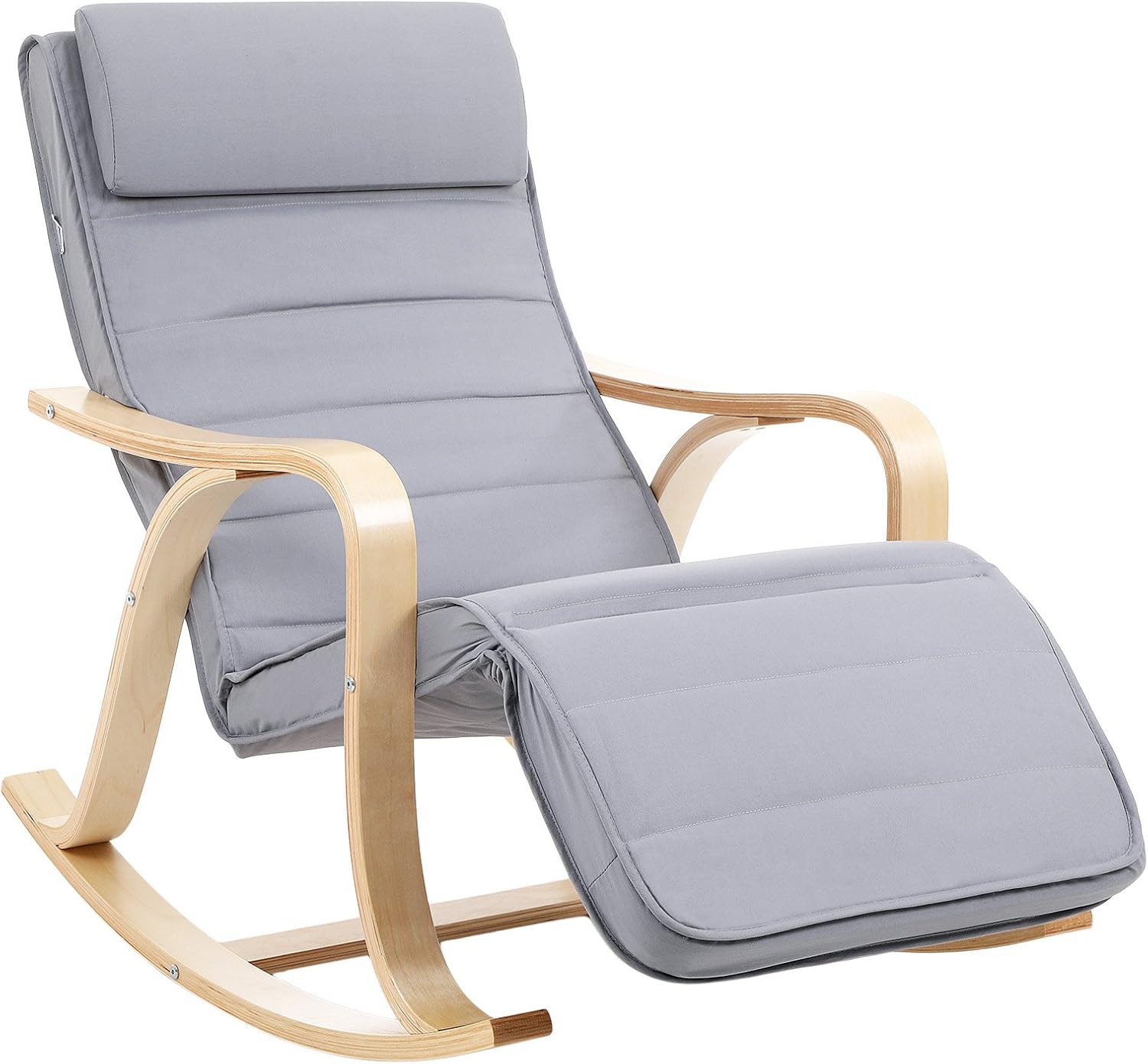 SONGMICS - fauteuil à bascule, bois et tissu, 125x67x91cm, 5 positions, LYY41G