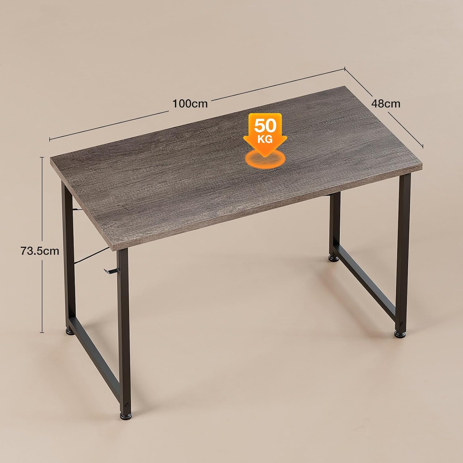ODK - Petit bureau d’ordinateur - 100x48cm - compact, gris