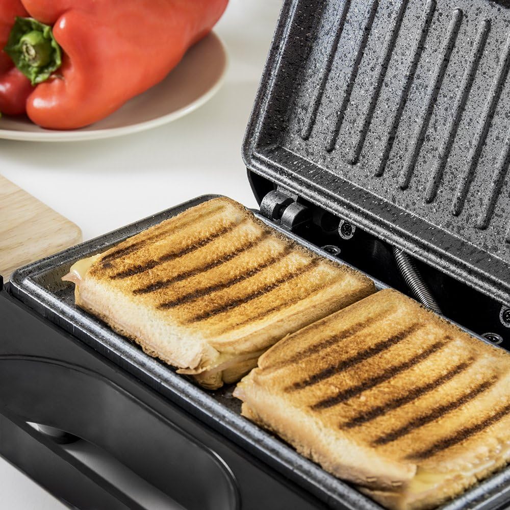 Cecotec - Rock'n Toast Sandwich Squared - 2 sandwiches - grill, antiadhésif, poignée froide, 750W