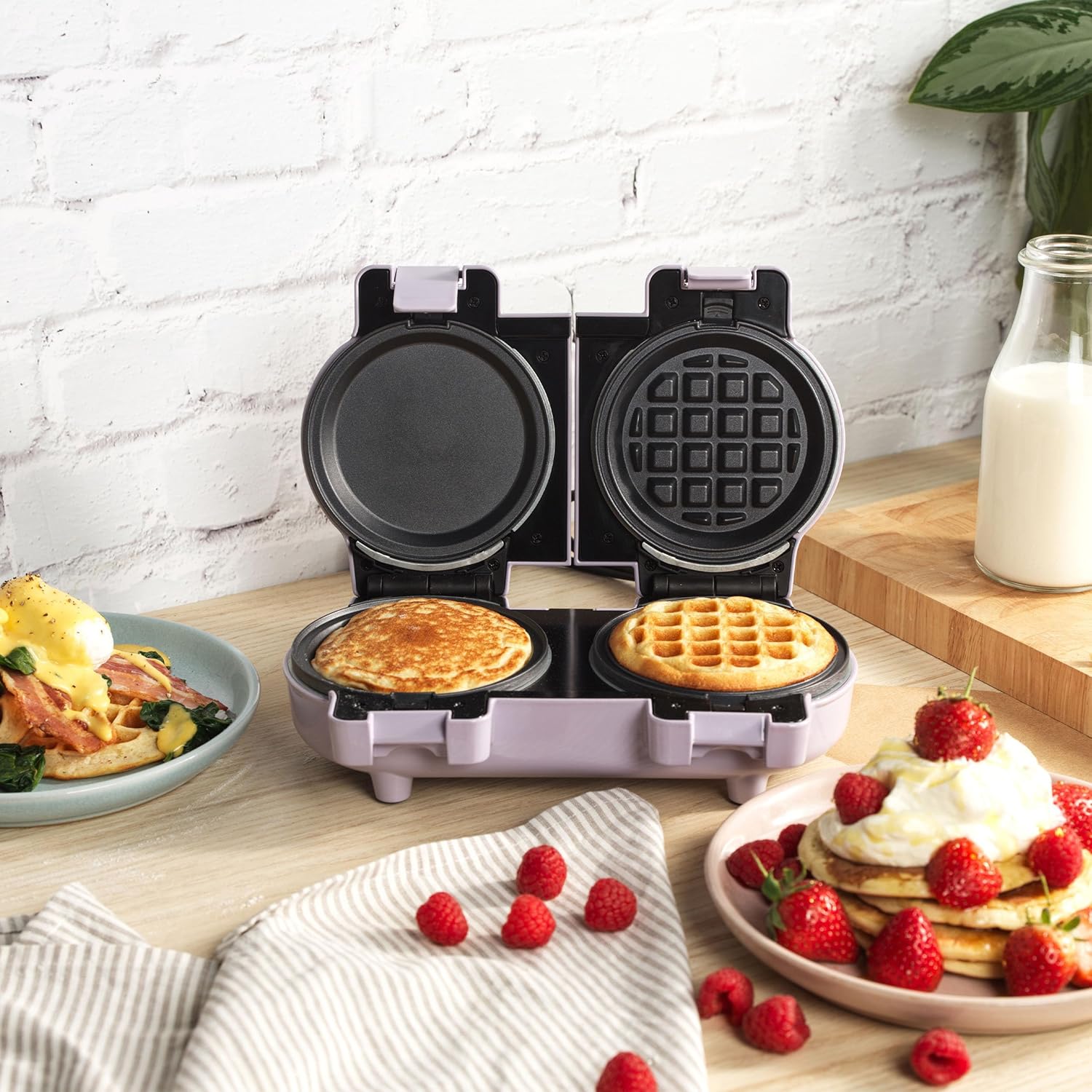Giles & Posner – Snack Maker compact, plaques amovibles, 4 fonctions, violet pastel
