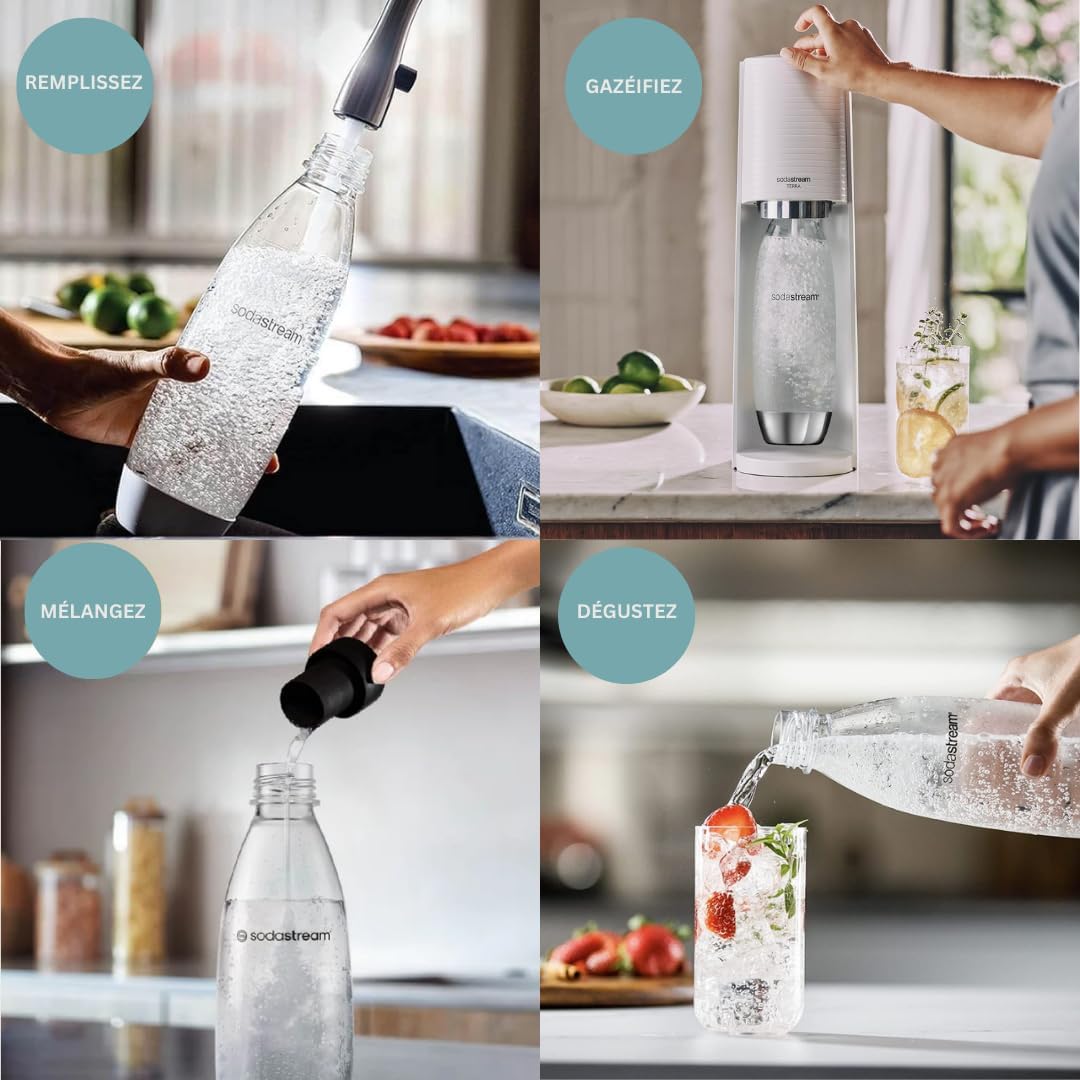 Sodastream - pack bouteilles 1L Snap & Lock - lot de 2 - sans BPA, lave-vaisselle