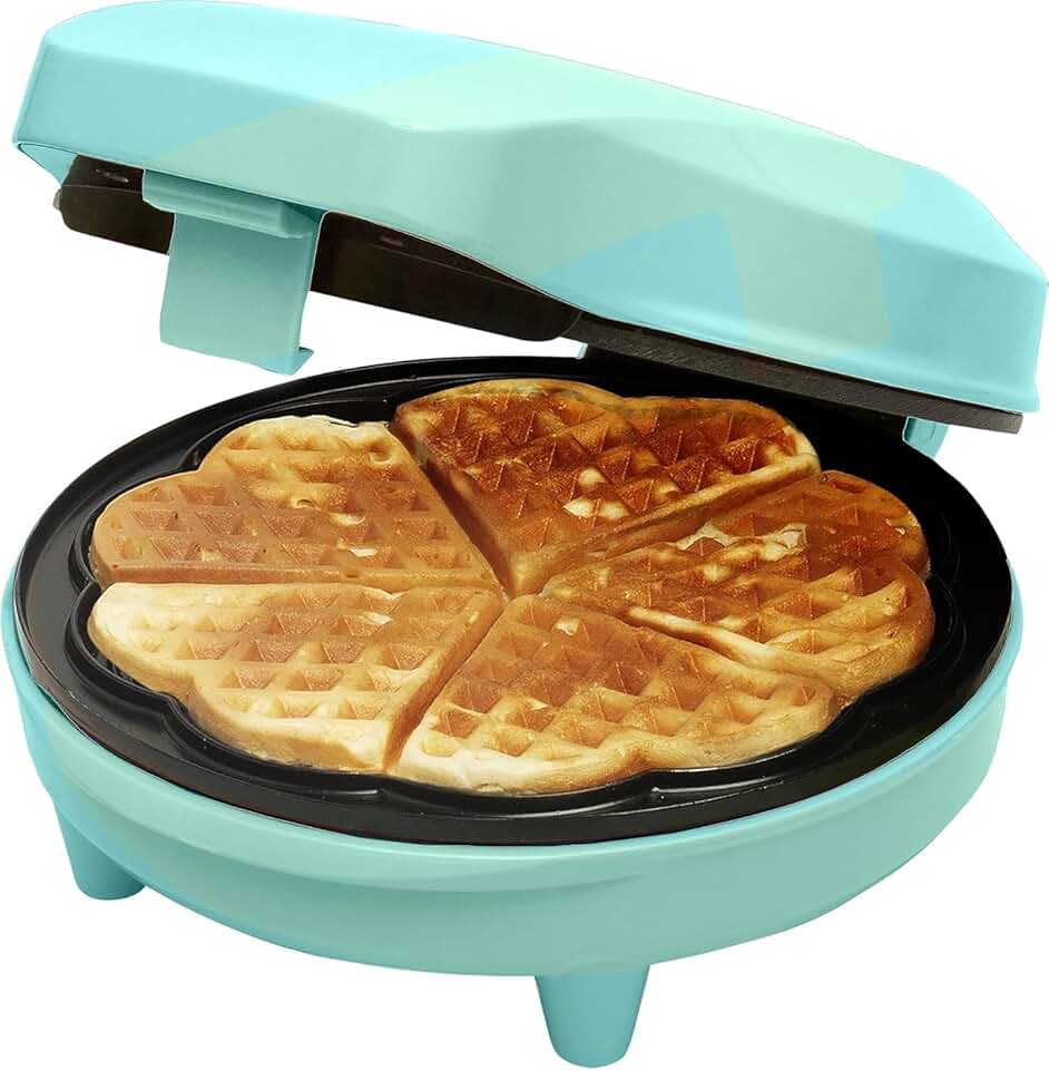 Bestron - gaufrier rétro, cœur, 700W, antiadhésif, menthe, verts