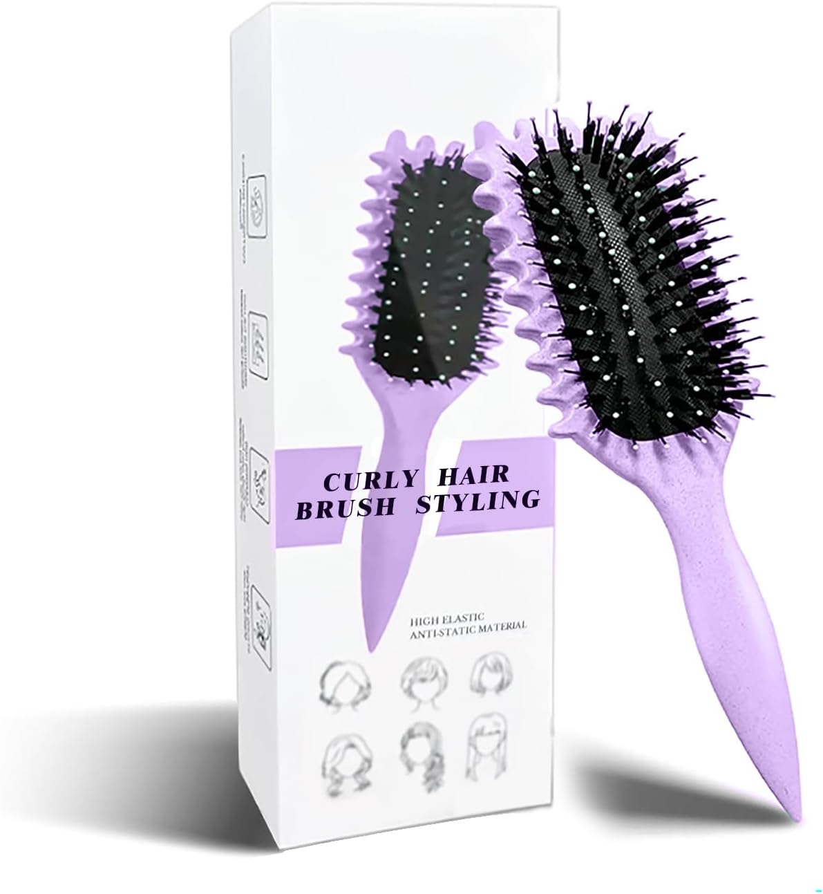 Brosse à boucler - Violet - 24cm - fixation et définition boucles