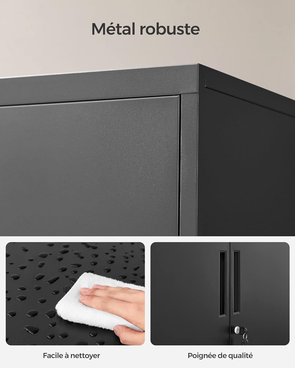 SONGMICS - armoire de bureau acier, 2 portes, verrouillable  OMC013B01