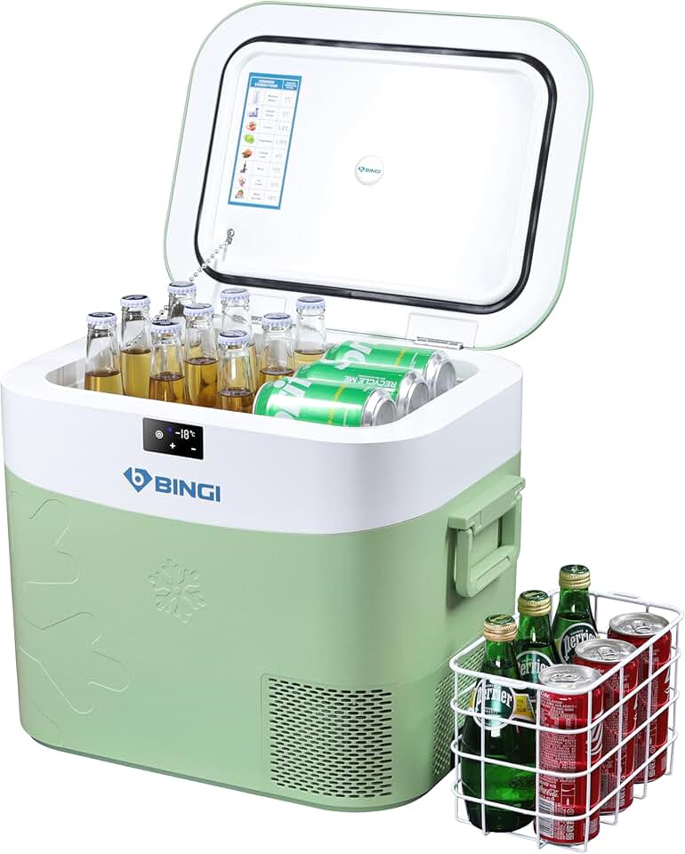 BINGI - glacière électrique 22L - compression, -18°C, 12V/24V/220V