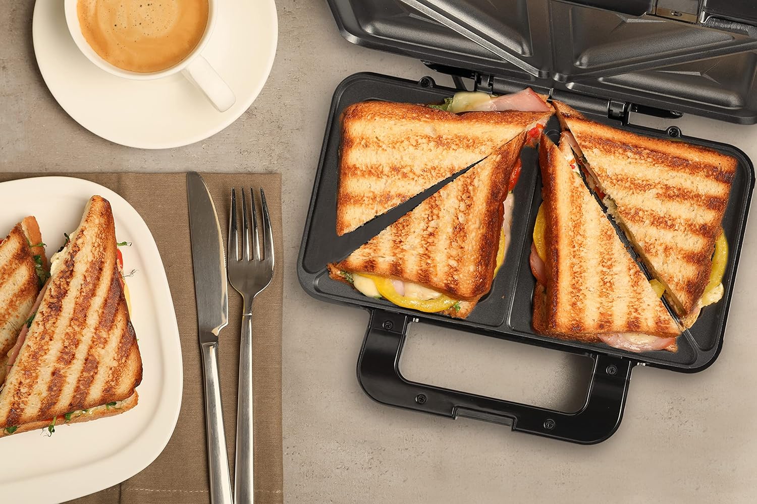 Bestron - appareil à croque monsieur - 24x23 cm - plaques antiadhésives, indicateur de chauffe, réglage automatique