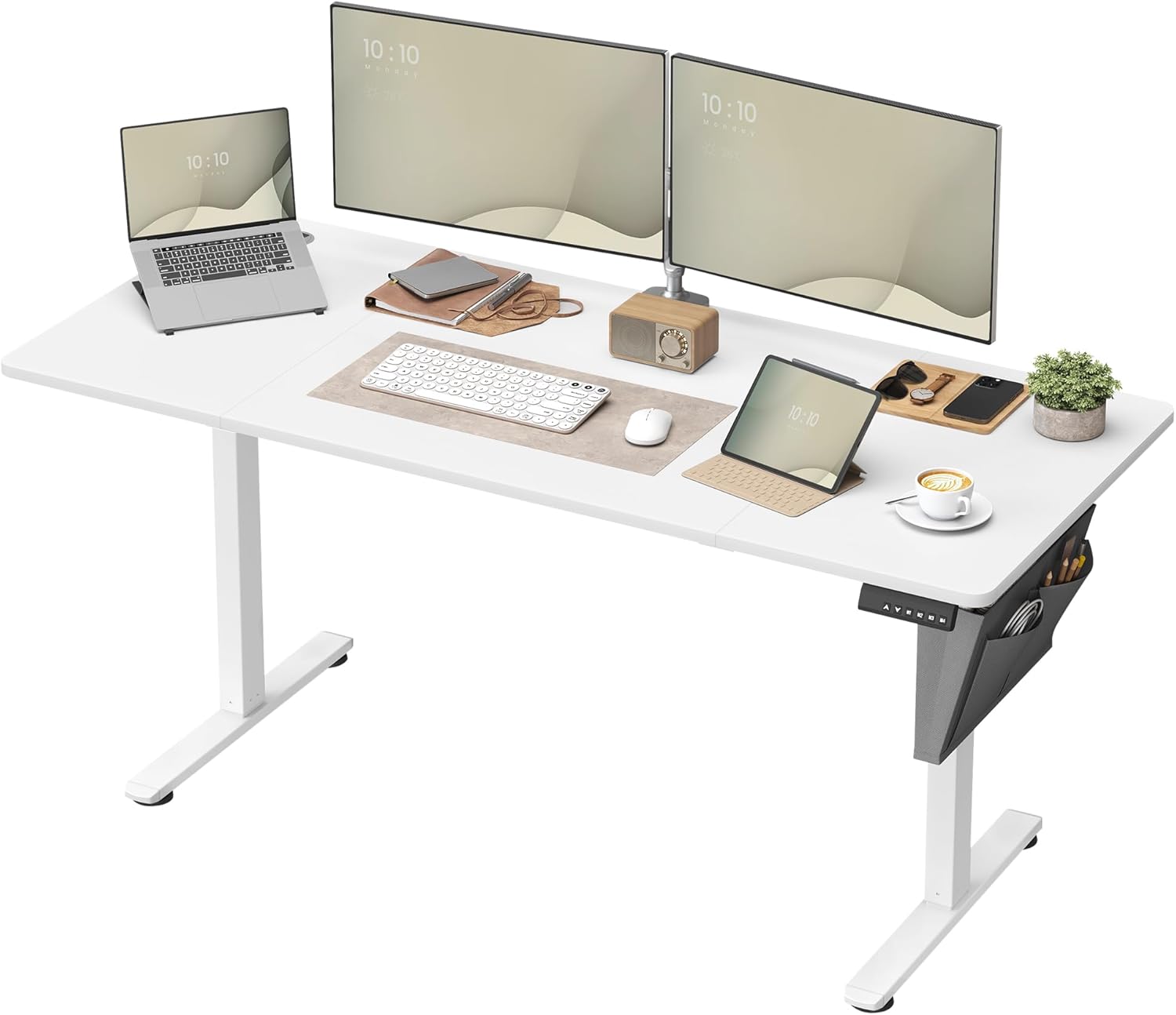 SONGMICS - bureau électrique série LSD - 160x70cm - réglable, mémoire 4 hauteurs, blanc LSD136W01