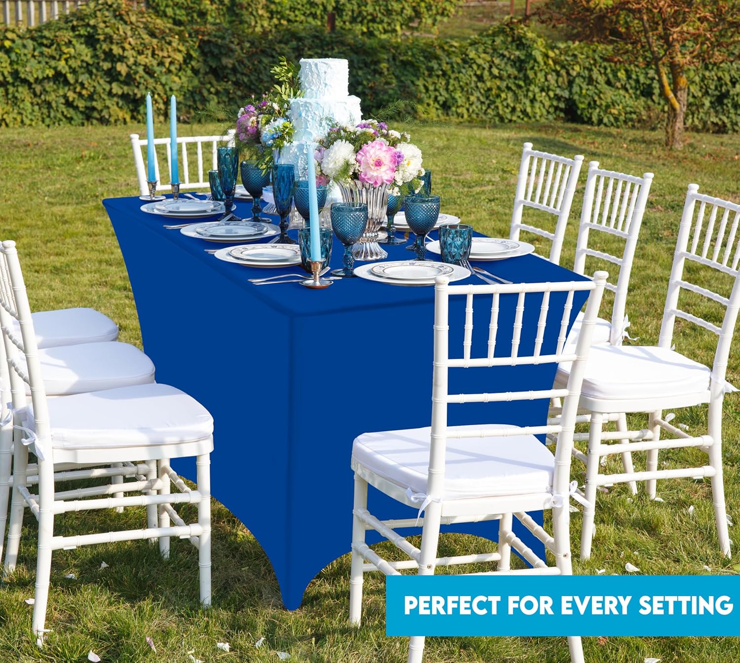 Utopia Kitchen - nappe extensible - 244 cm - polyester spandex, lavable, infroissable, lot de 2