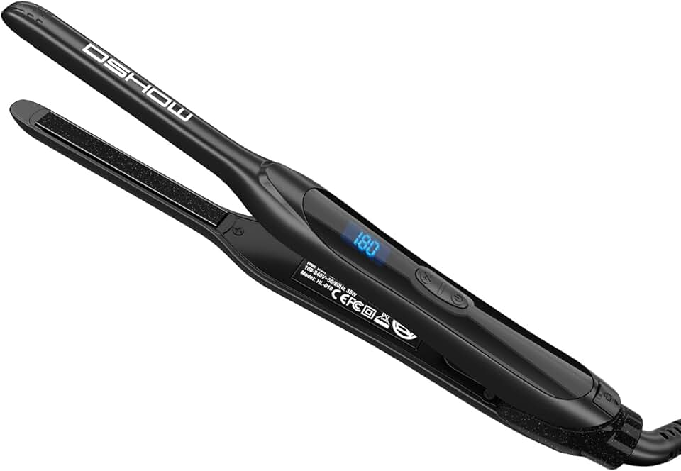 DSHOW - Mini lisseur cheveux courts - compact - double voltage, chauffe rapide, arrêt auto