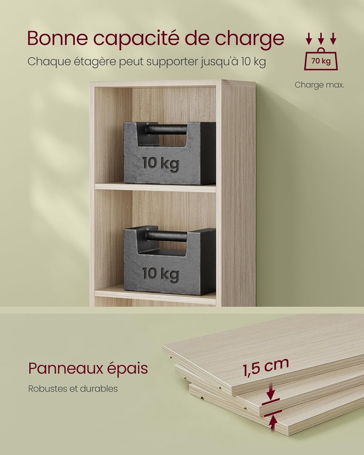 VASAGLE - bibliothèque sur 6 niveaux - 24x40x178,5 cm - rangement ouvert LBC167L01