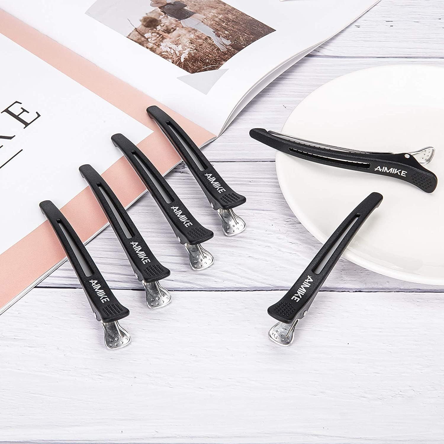 AIMIKE - Lot de 12 pinces à cheveux - antidérapantes, silicone, sans traces, pour coiffeur