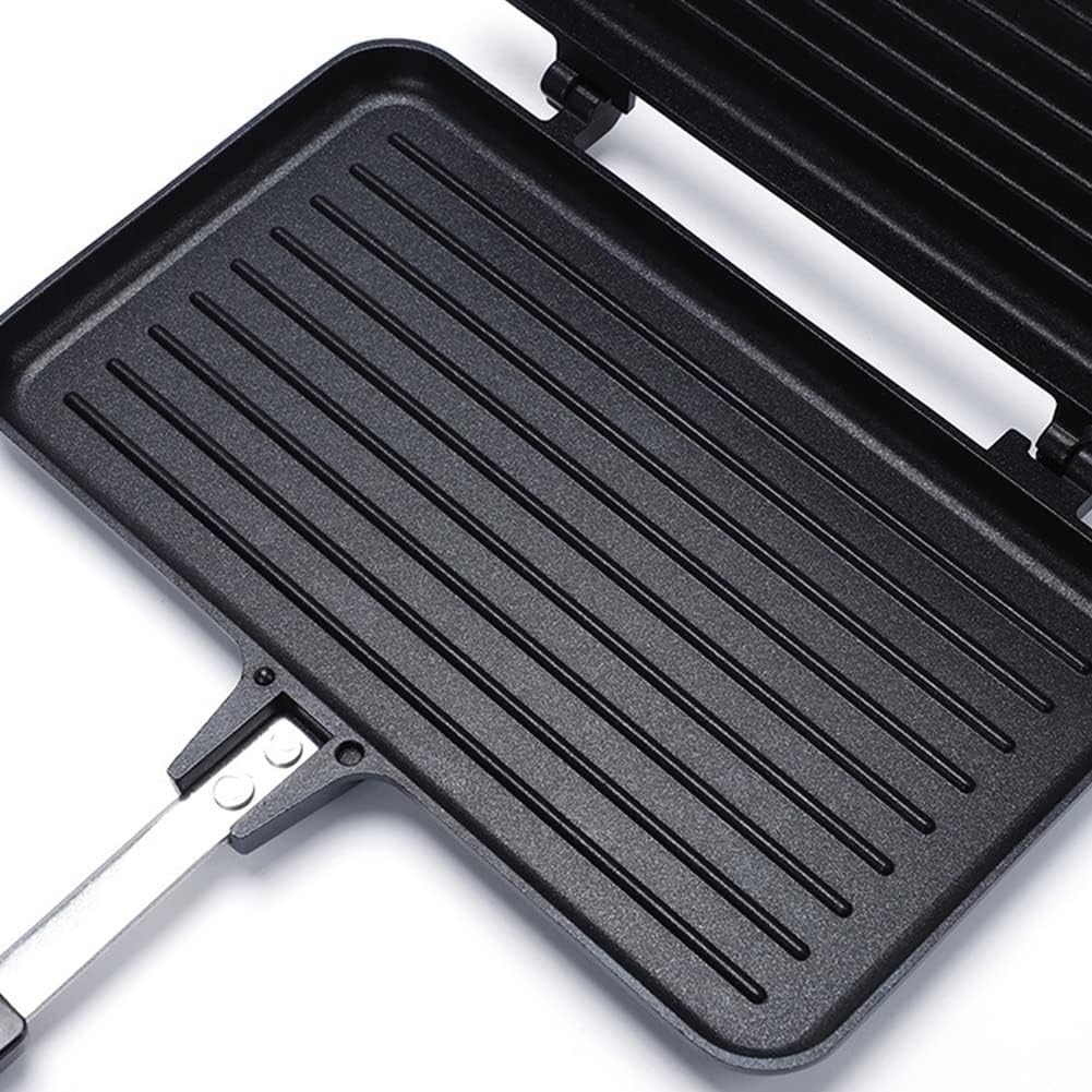 Appareil à croque monsieur antiadhérent, cuisson gaz, multifonction, cuisson crêpes, 30x15cm