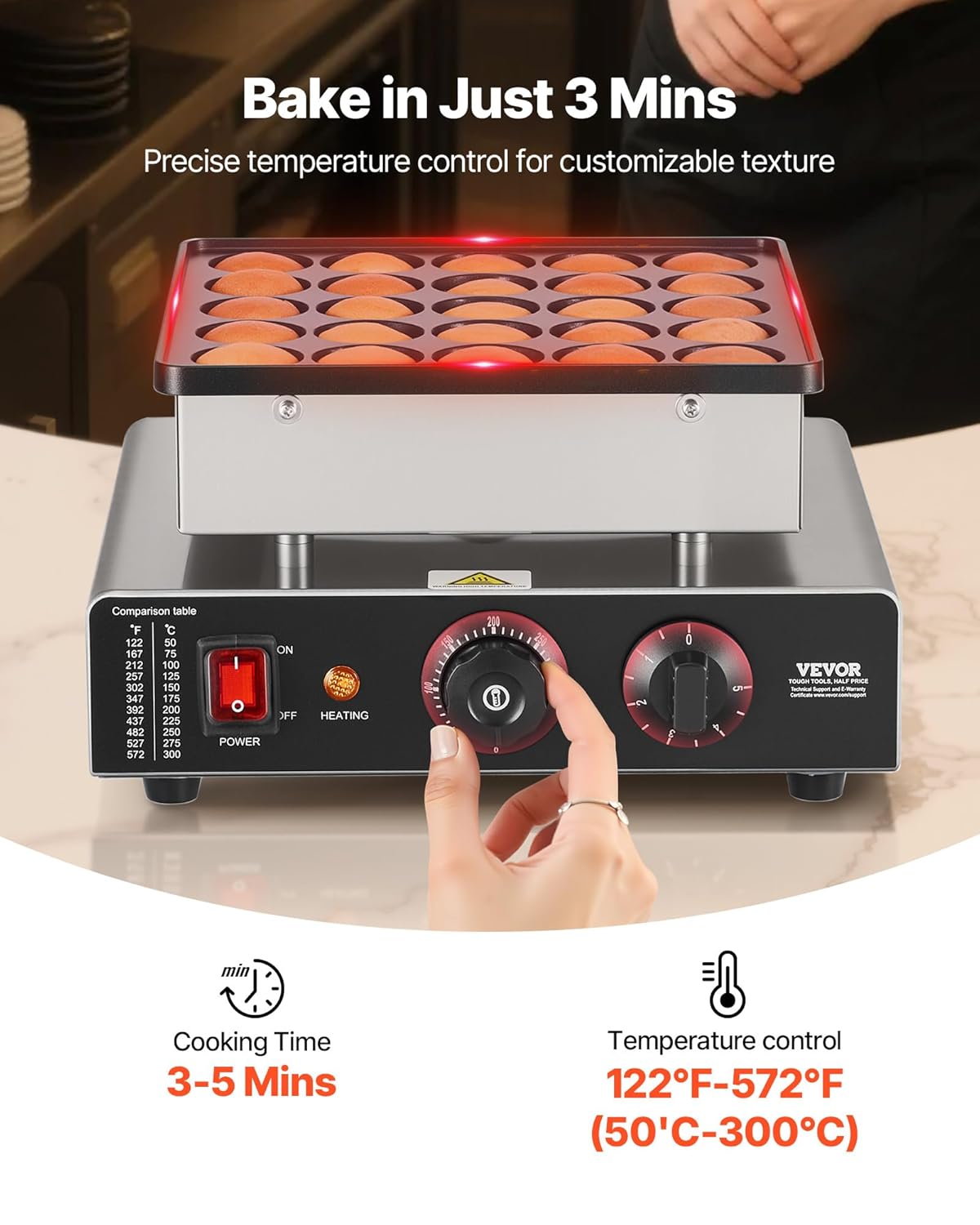 VEVOR - Mini crêpière 25pcs 43mm - inox, contrôle température