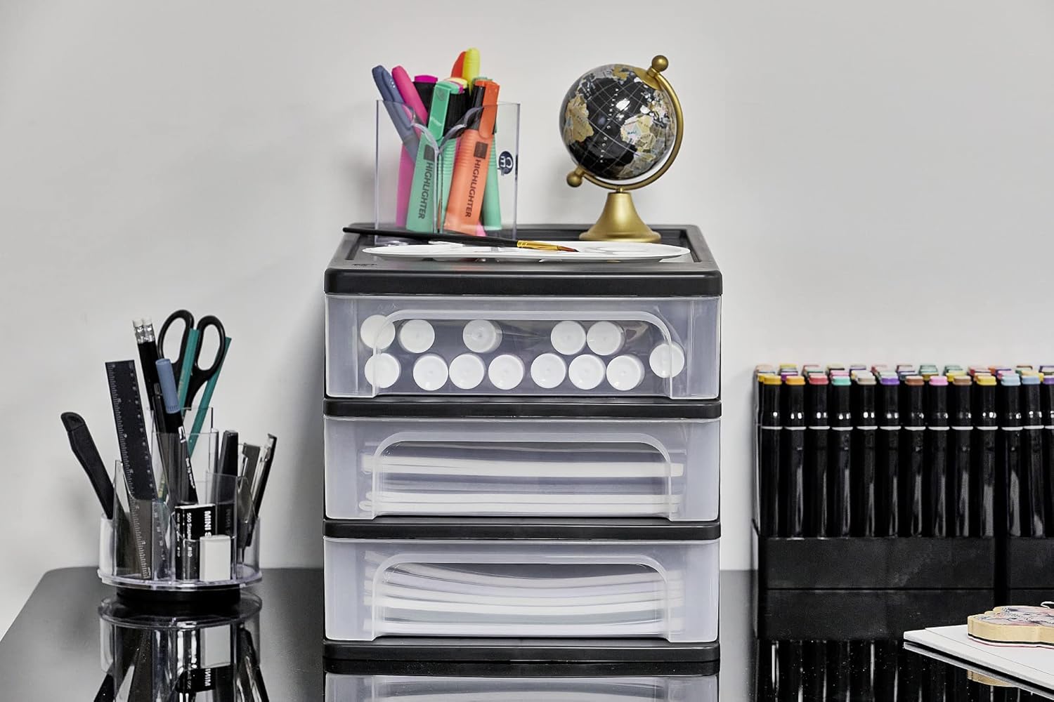Iris Ohyama - OCH-2030 - 3 tiroirs A4 plastique noir, sans BPA