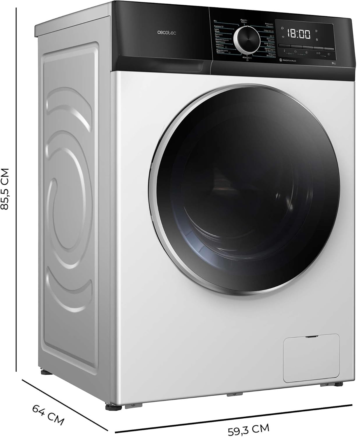 Cecotec - Bolero DressCode 12500 - 12kg - Inverter, vapeur, 16 programmes