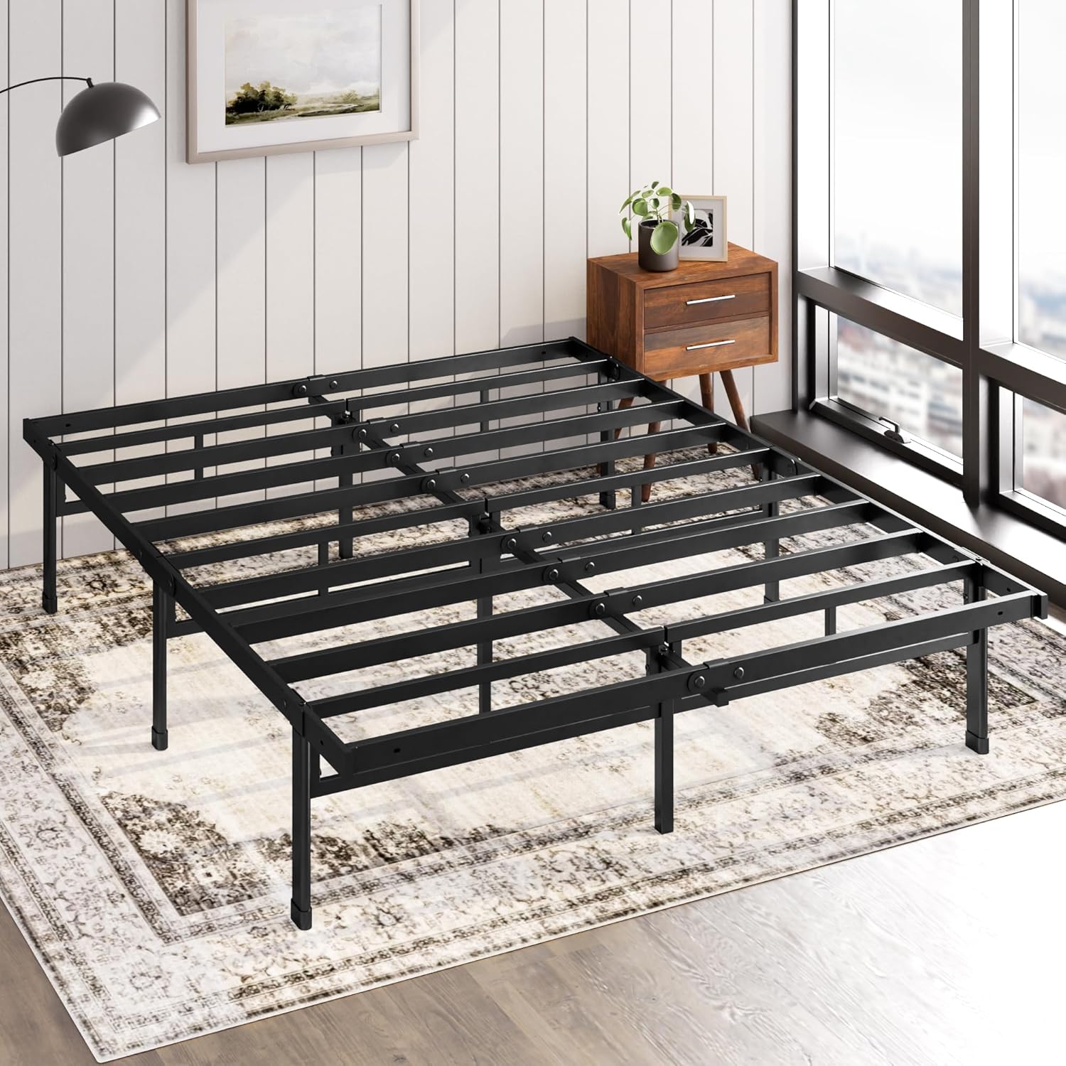 Zinus - Justin - 180x200 cm - lit métal 36cm haut, rangement dessous