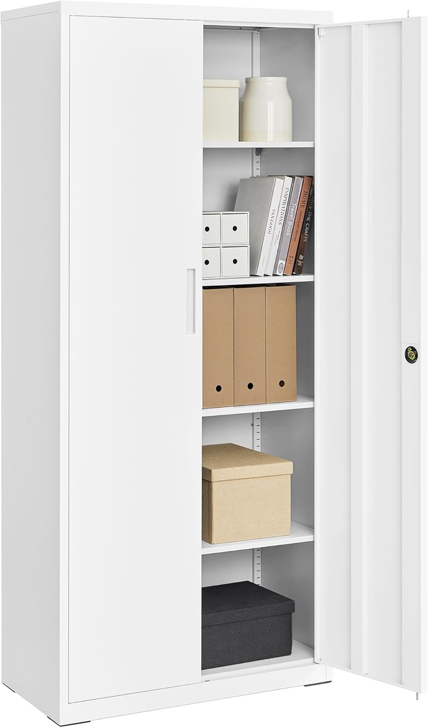 SONGMICS - meuble bureau acier, 5 niveaux, 40x80x180 cm, portes doubles, OMC015W01