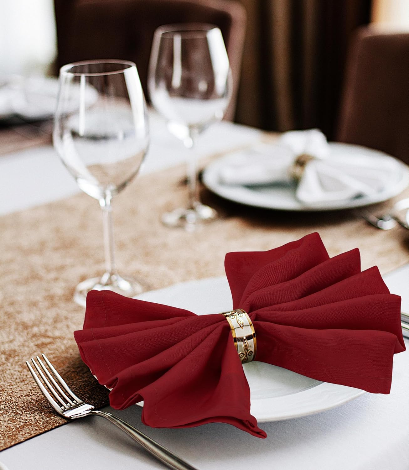 KICHLY - serviettes tissu réutilisables 43x43 cm - lot de 24, polyester rouge