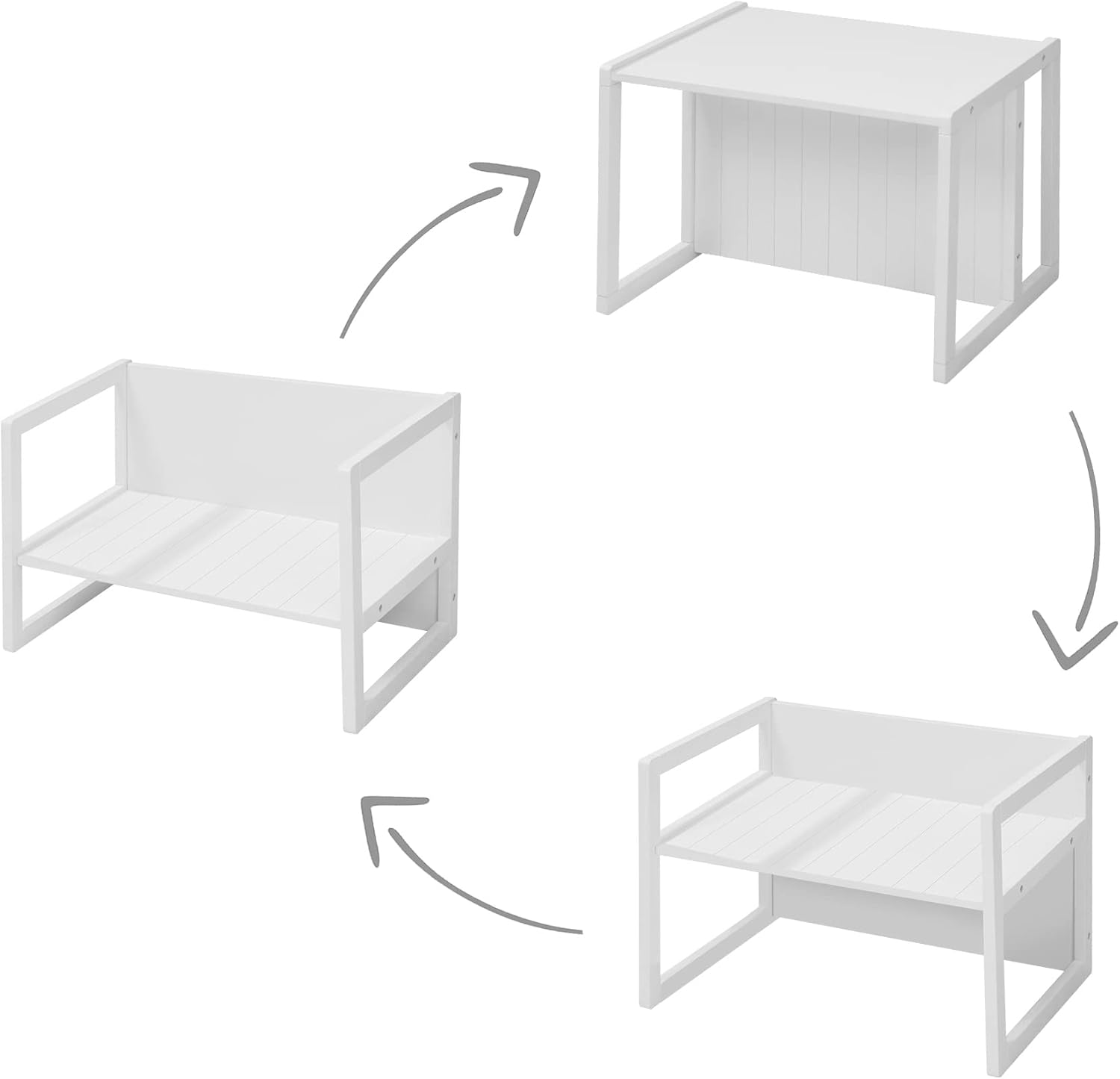 roba - Ensemble Table et Chaise enfant, 3 hauteurs, blanc, style campagne