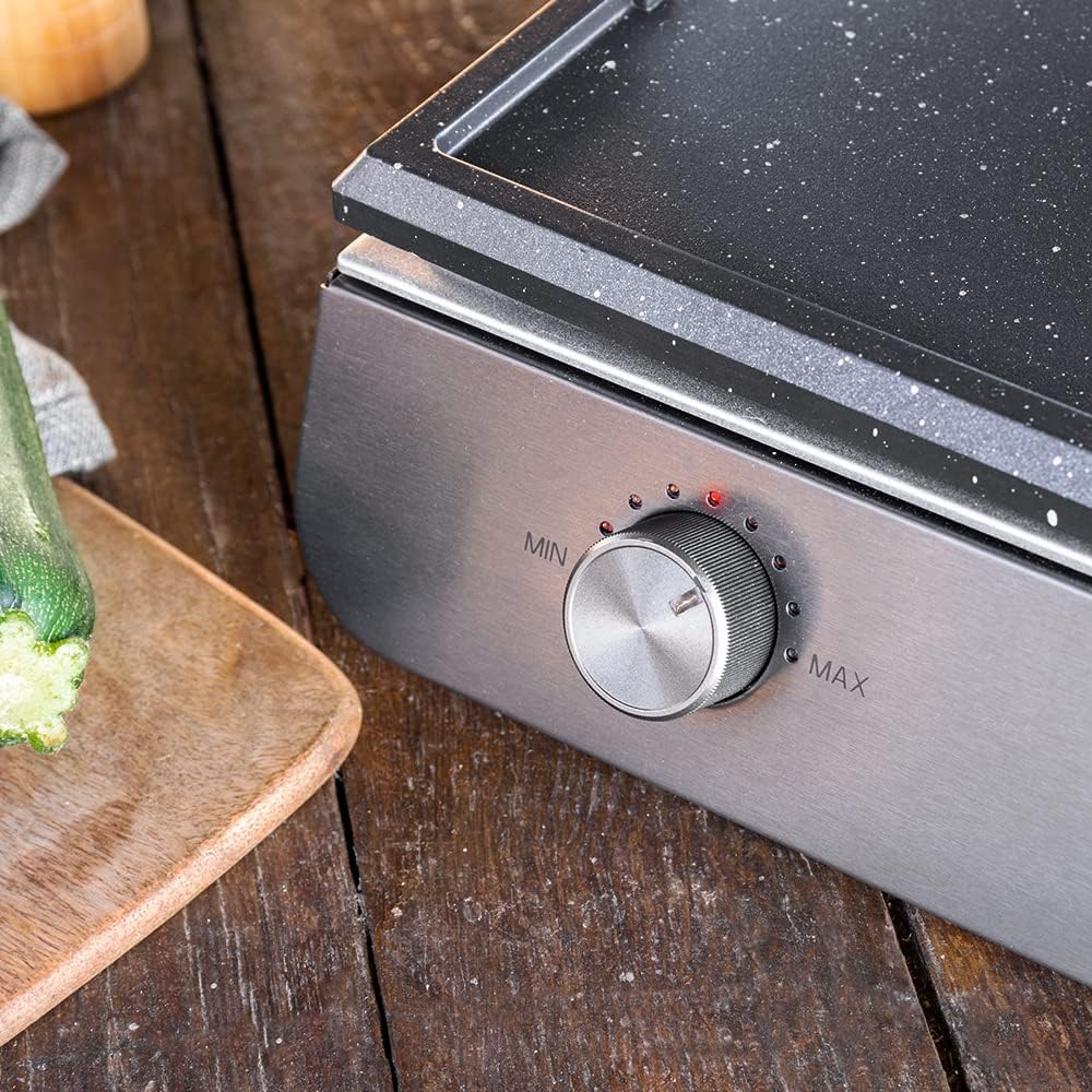 Cecotec - PerfectRoast 3000 - inox - 3 000 W, surface mixte, thermostat réglable, bac ramasse-graisses - 03182