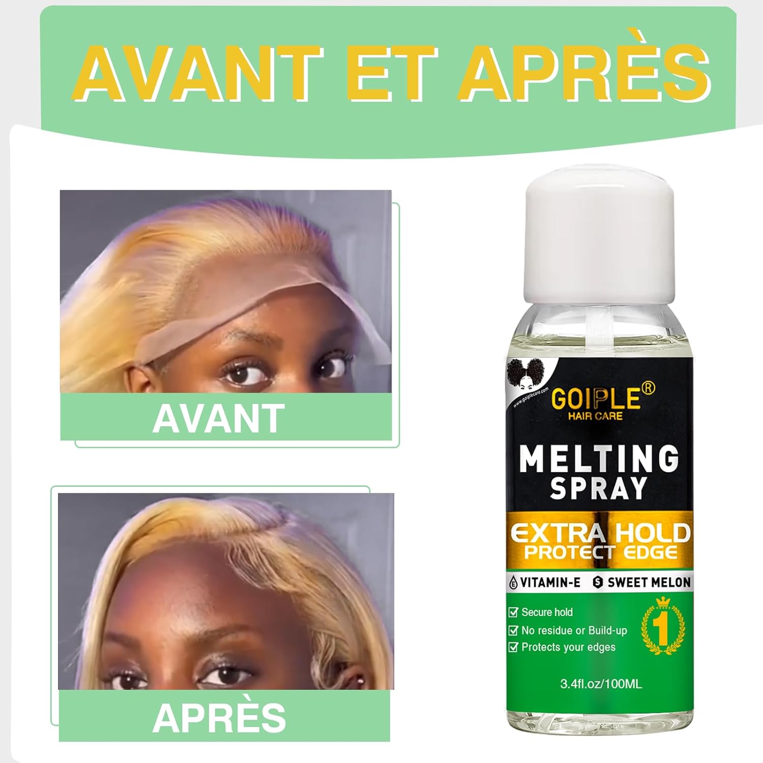 Spray lace melting - fixation sans colle, 3,4 oz - tenue longue durée