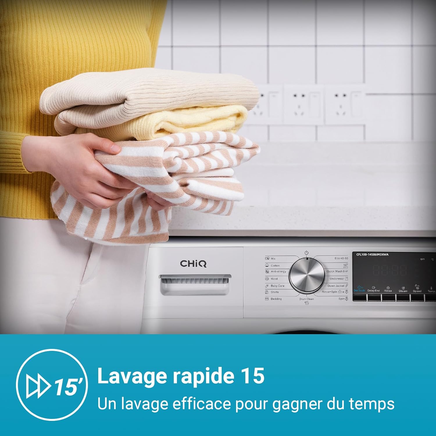 CHiQ - lave-linge Space Pro 10kg, 1400tr/min, IA, vapeur, CFL100-14586IM3XWA