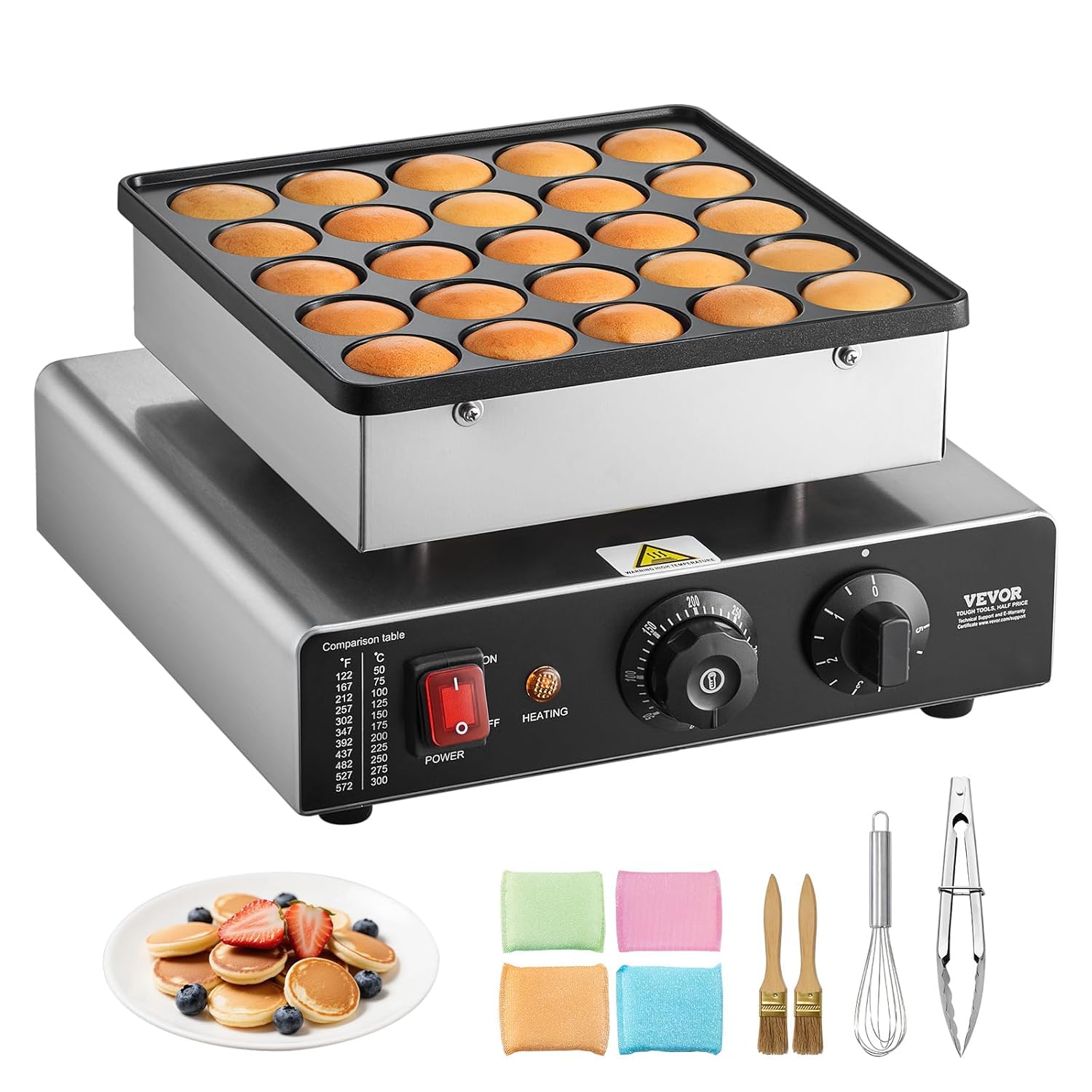 VEVOR - Mini crêpière 25pcs 43mm - inox, contrôle température