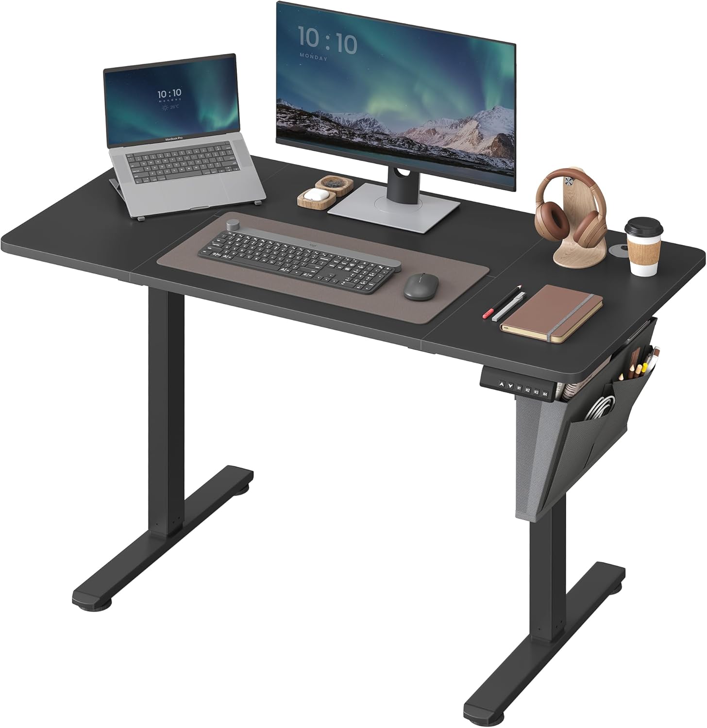 SONGMICS - Bureau électrique réglable, 120x60 cm, mémoire 4 hauteurs, LSD132B01